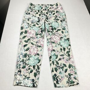 J.Jill Floral Linen Stretch Side Zip Pants S Cottagecore Garden Party Coastal